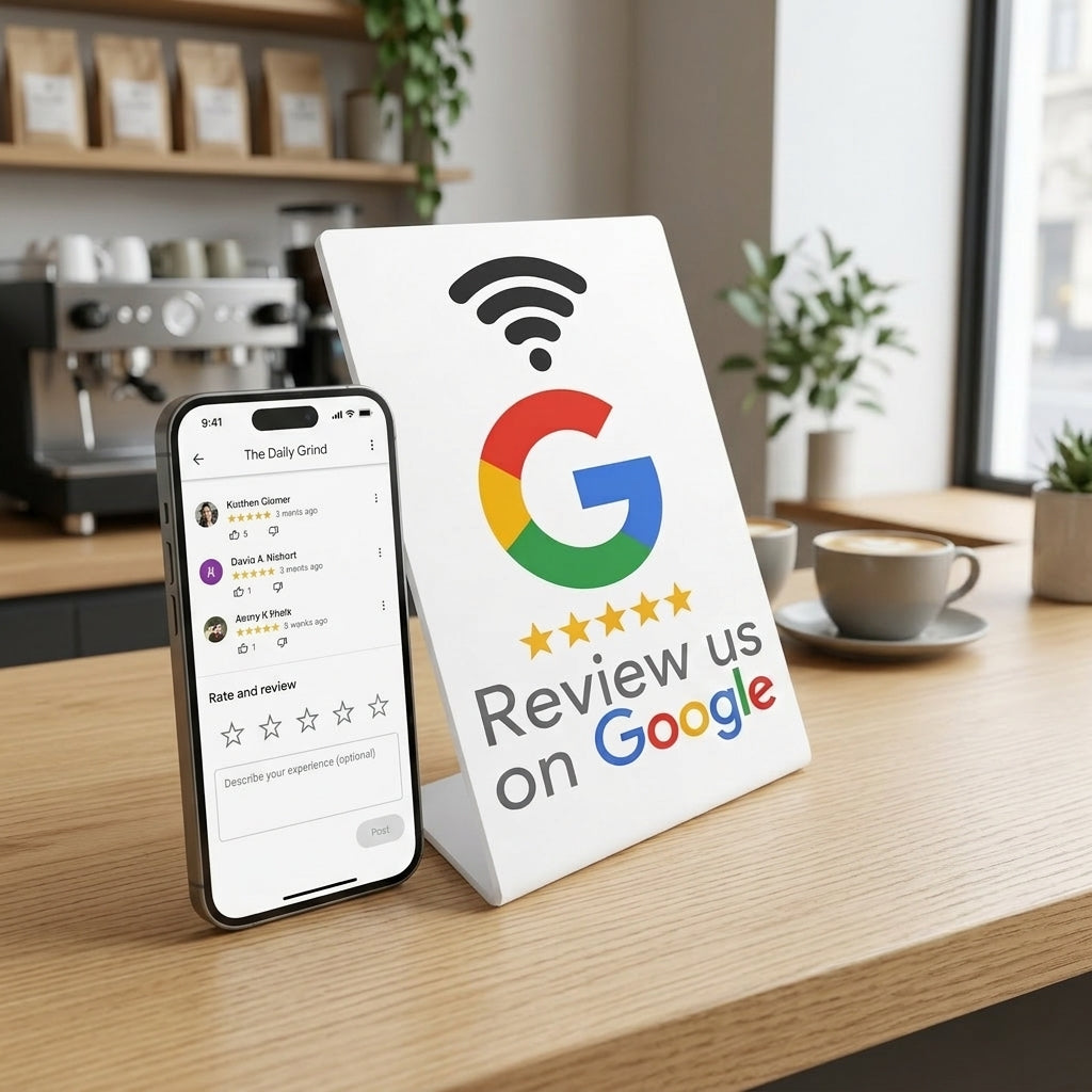 Google Review NFC Stand — Countertop Display