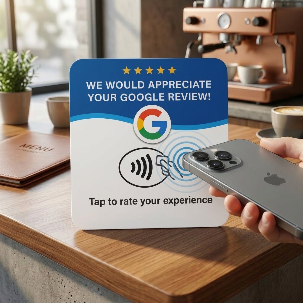 Blue Google Review NFC Card — Tap to Review