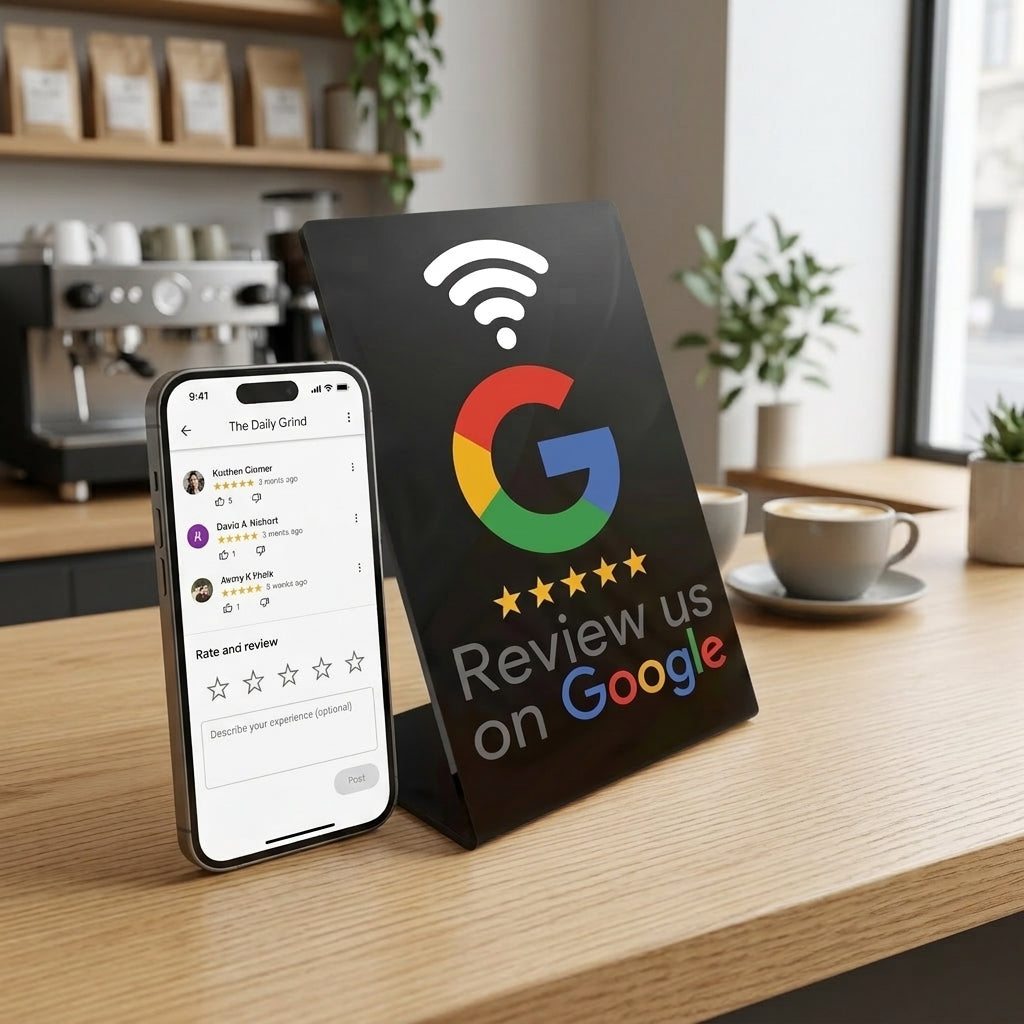 Google Review NFC Stand — Countertop Display